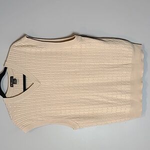Vintage Preppy 90s Cotton Silk Old Money Cable Knit Unisex‎ Sweater Vest Size M